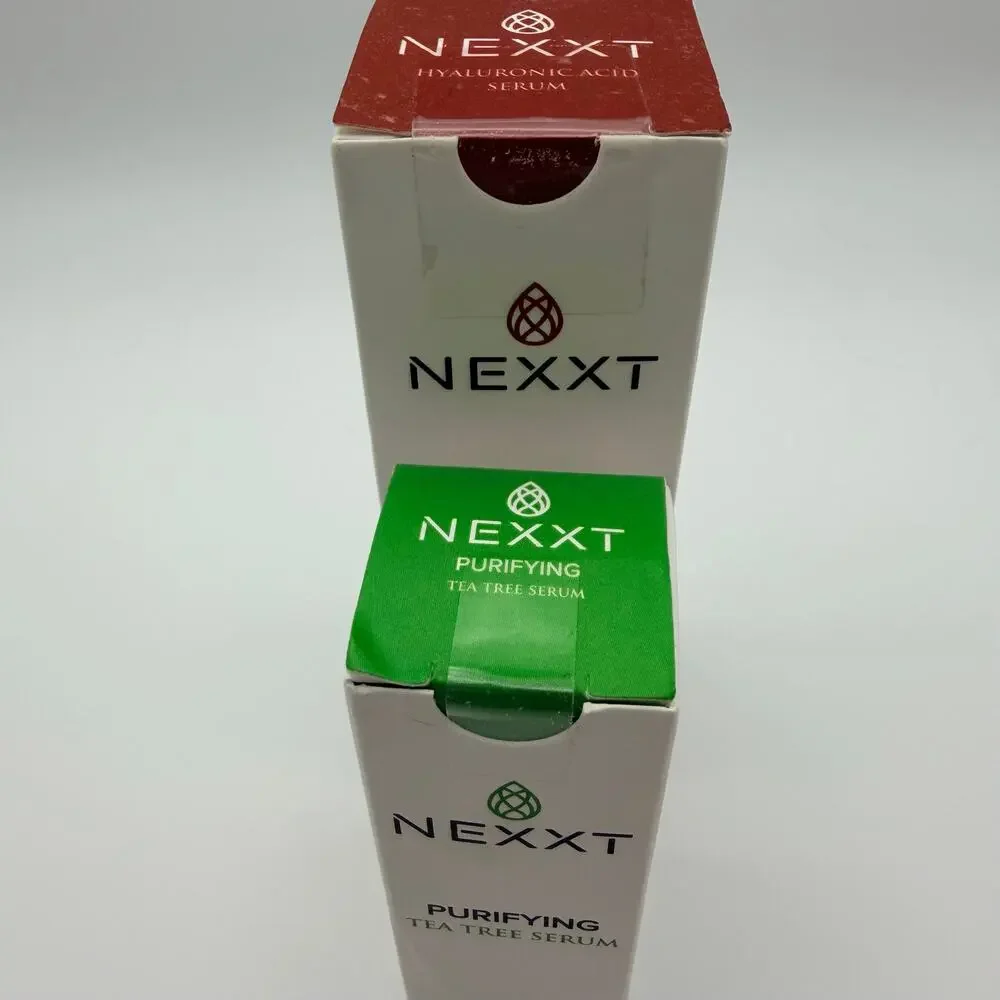 NEXXT Beauty 3 Piece Skincare Set Cleanser Hyaluronic Acid Tea Tree Serums